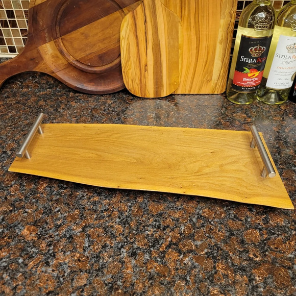 Handmade in USA Rustic Raw Edge Charcuterie Board Tray Serving Honey Oak Natural - Picture 1 of 6